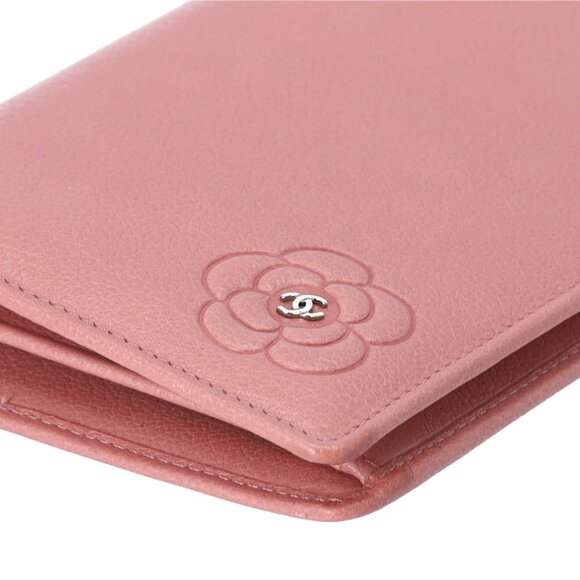 CHANEL CC Logo Camellia Long Wallet Pink Pebbled Leather - Picture 7 of 8